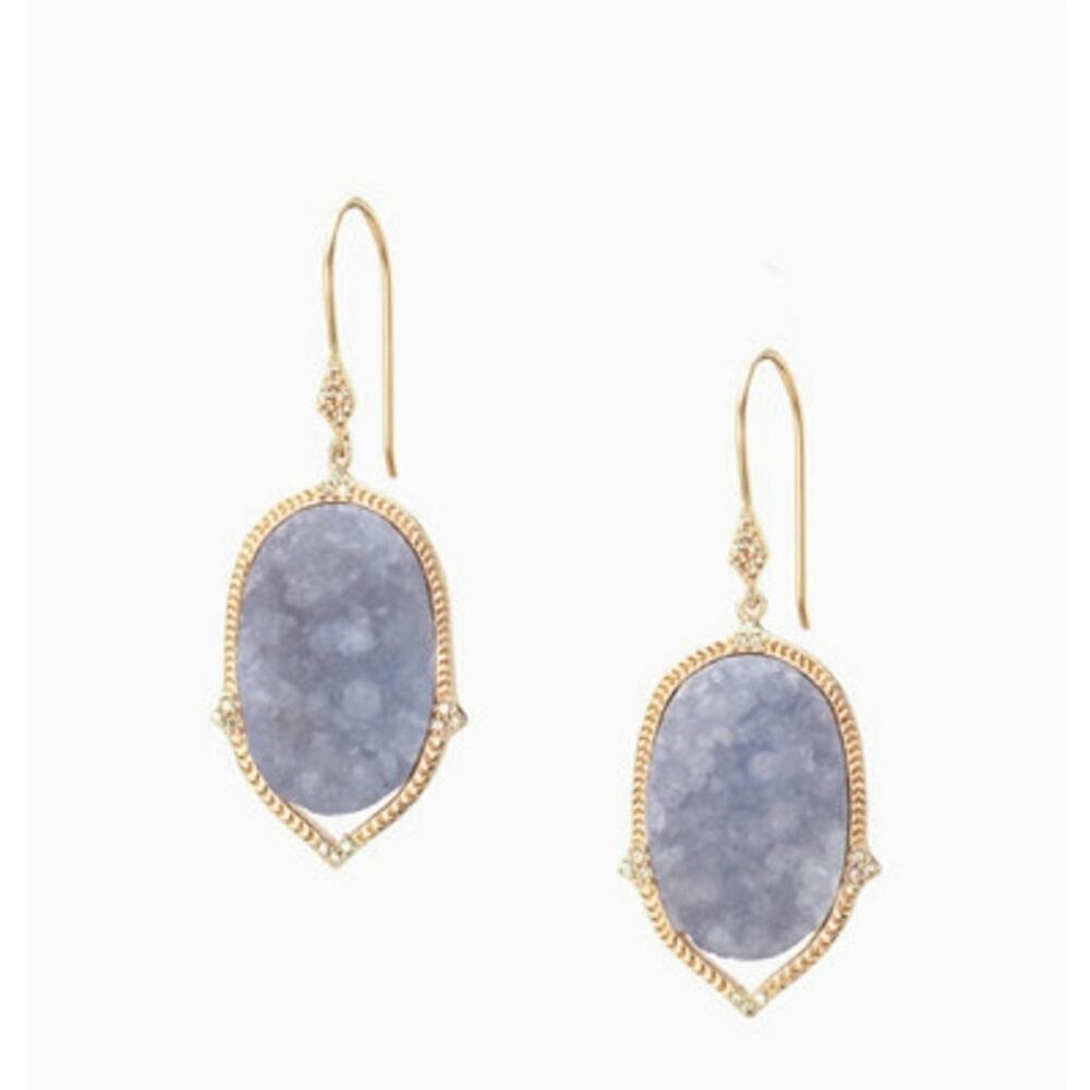 Stella & Dot CHARLOTTE DRUZY Earrings Box Preowned Dangle Boho Drusy Jewelry